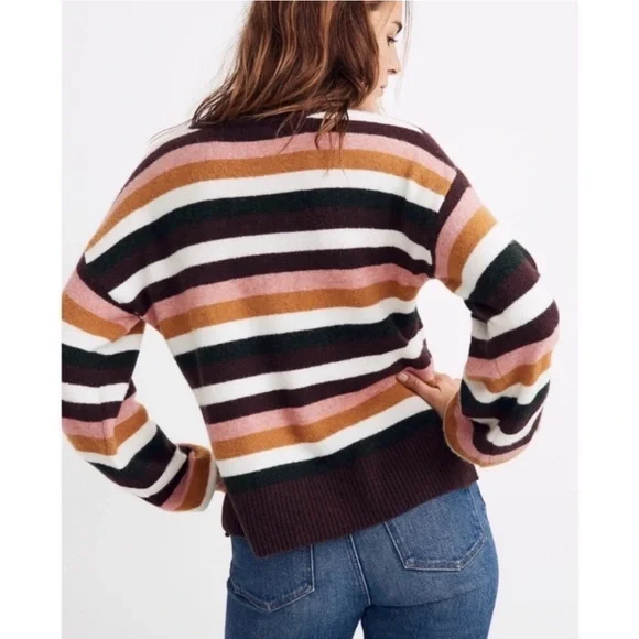 MADEWELL Payton Striped Merino Wool / Alpaca Blend Balloon Sleeve Sweater Size M - Picture 5 of 13